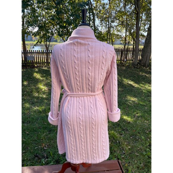 Soft Pink Jasmine Rose Intimates Cable Knit Plush Wrap Robe Sleepwear S/P - Picture 4 of 11